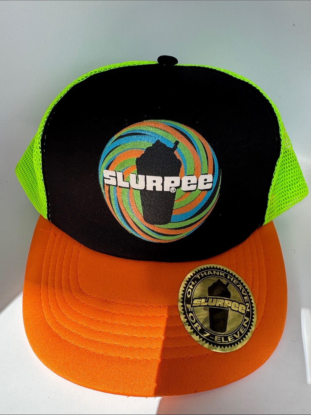 Neon Green & Orange Trucker Hat Fun Unusual Colorful Hat
